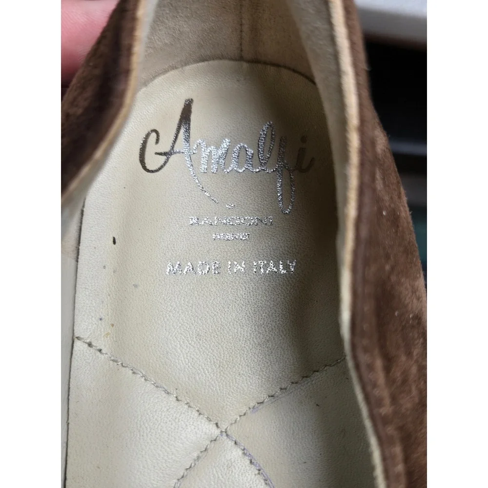 Women's Amalfi by Rangoni Size 7.5N‎ Brown Suede Platform Penny Loafers Italy